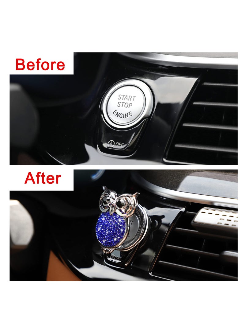 Cute Bling Crystal Car Push Start on Cover Rhinestone Owl Decoration for Your Car Interior Accessories - Image 4